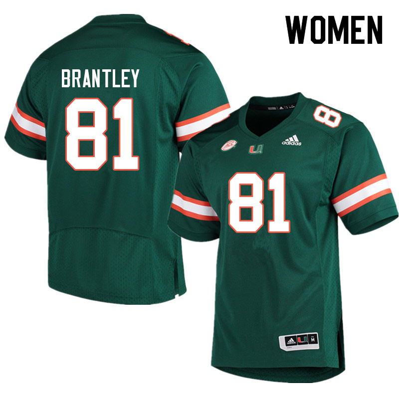 Women #81 Kahlil Brantley Miami Hurricanes College Football Jerseys Sale-Green